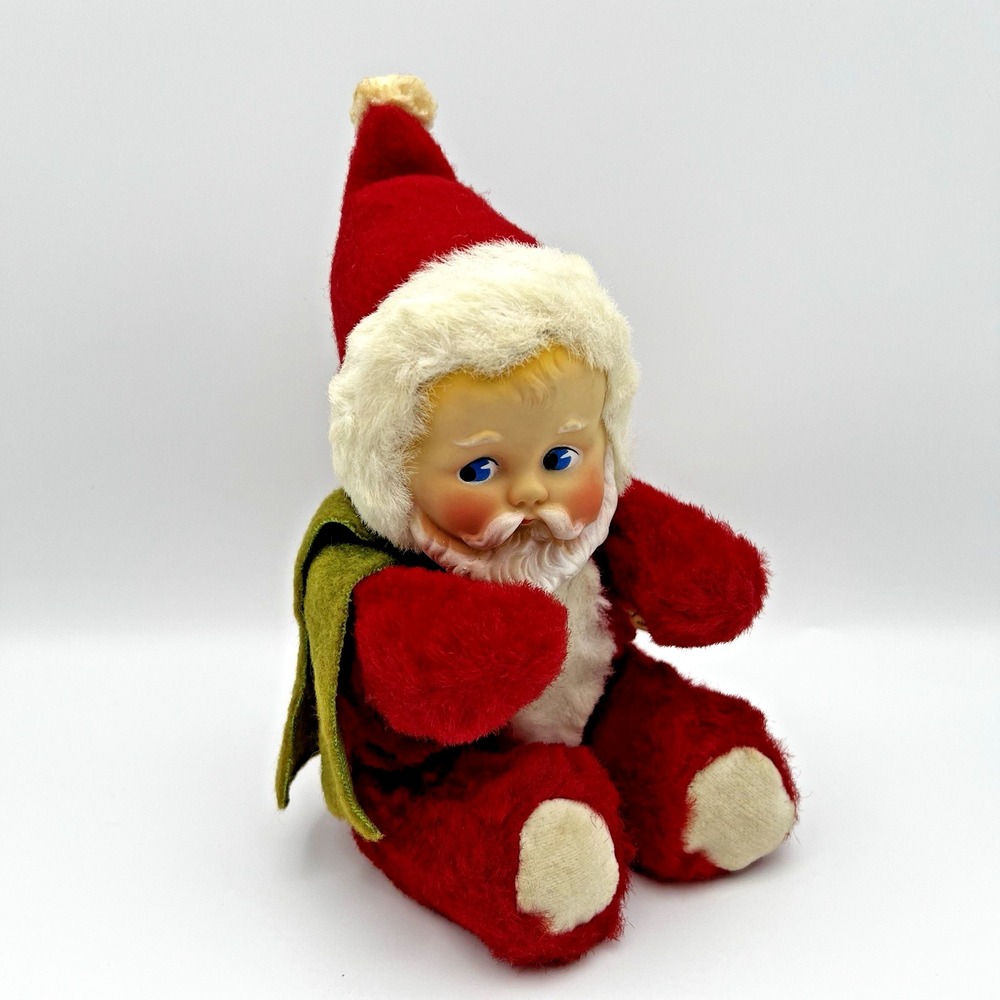 Vintage Baby Santa Doll Plush Knickerbocker Toy Co. 1955 Rubber Face NICE!
